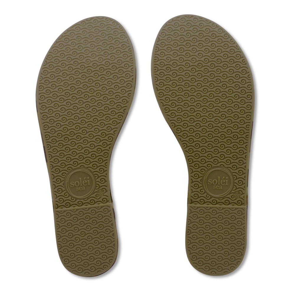 NWT Solei Sea Indie Camo Citron Sandal Camouflage Leather Sandal Green US 8 EU39 - Picture 3 of 11